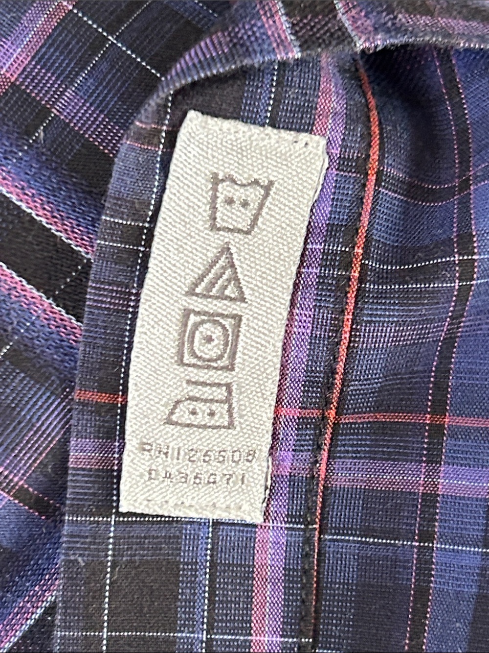 Thomas Dean Men’s Purple Plaid Button-Down Business Casual Cotton Dress Shirt - Picture 6 of 7